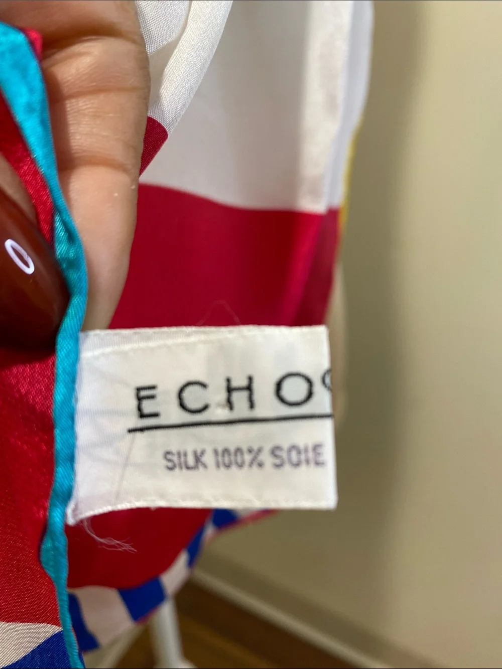 Echo Multicolor Silk Scarf with Teal, Fuchsia & White Panels
